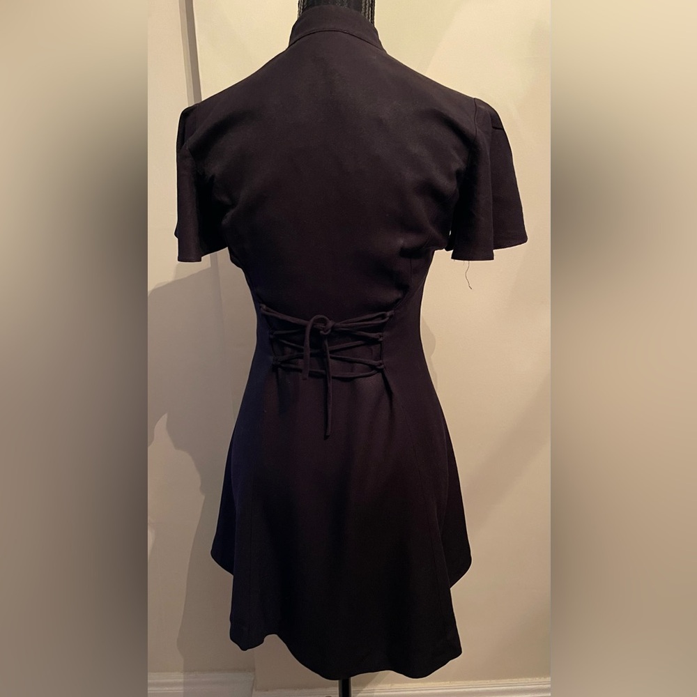 Vintage D.B.Y Black Rayon Flutter Sleeve Dress - Picture 4 of 11